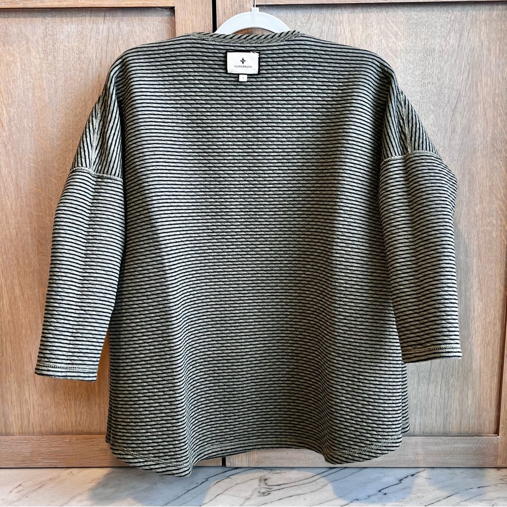 TUCKERNUCK Ally Swing Quilted Reversible Sweatshirt Sage Green Tennis Preppy S - Picture 17 of 17